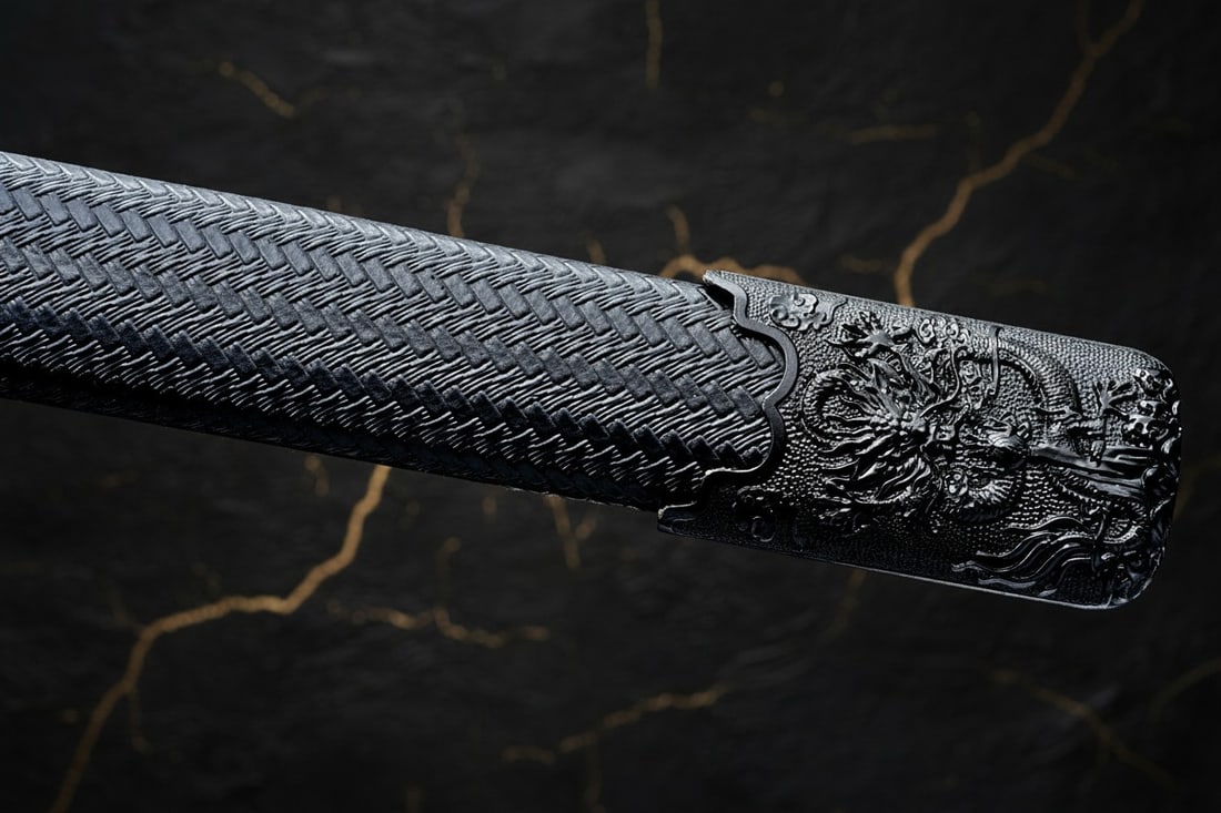 42" Sharp Ninjato Straight Blade 9260 Spring Steel Japanese Dragon Sword - 11