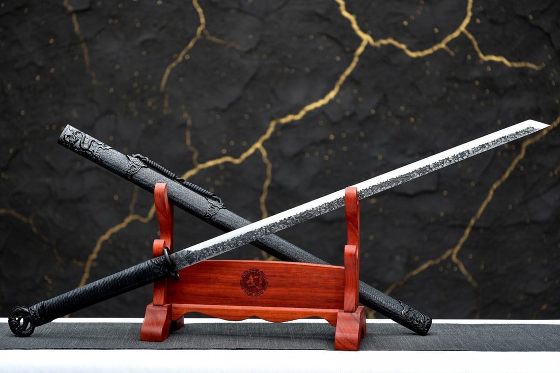 42" Sharp Ninjato Straight Blade 9260 Spring Steel Japanese Dragon Sword - 12