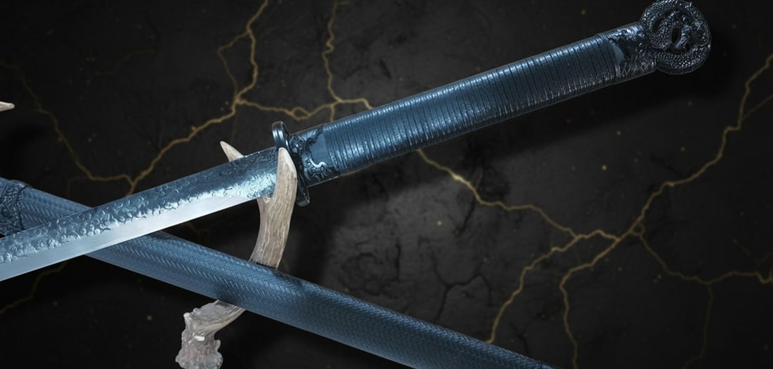 42" Sharp Ninjato Straight Blade 9260 Spring Steel Japanese Dragon Sword - 18