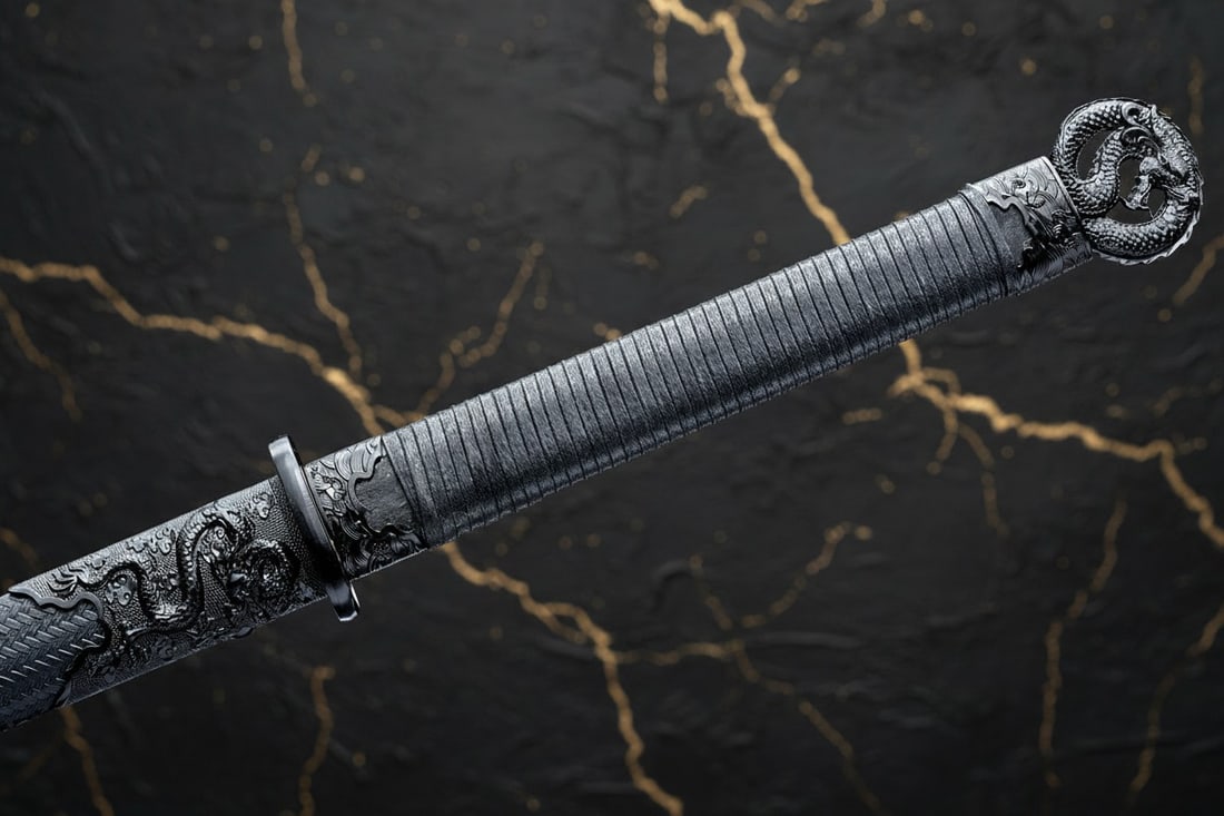 42" Sharp Ninjato Straight Blade 9260 Spring Steel Japanese Dragon Sword - 4