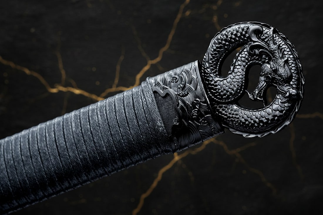 42" Sharp Ninjato Straight Blade 9260 Spring Steel Japanese Dragon Sword - 5