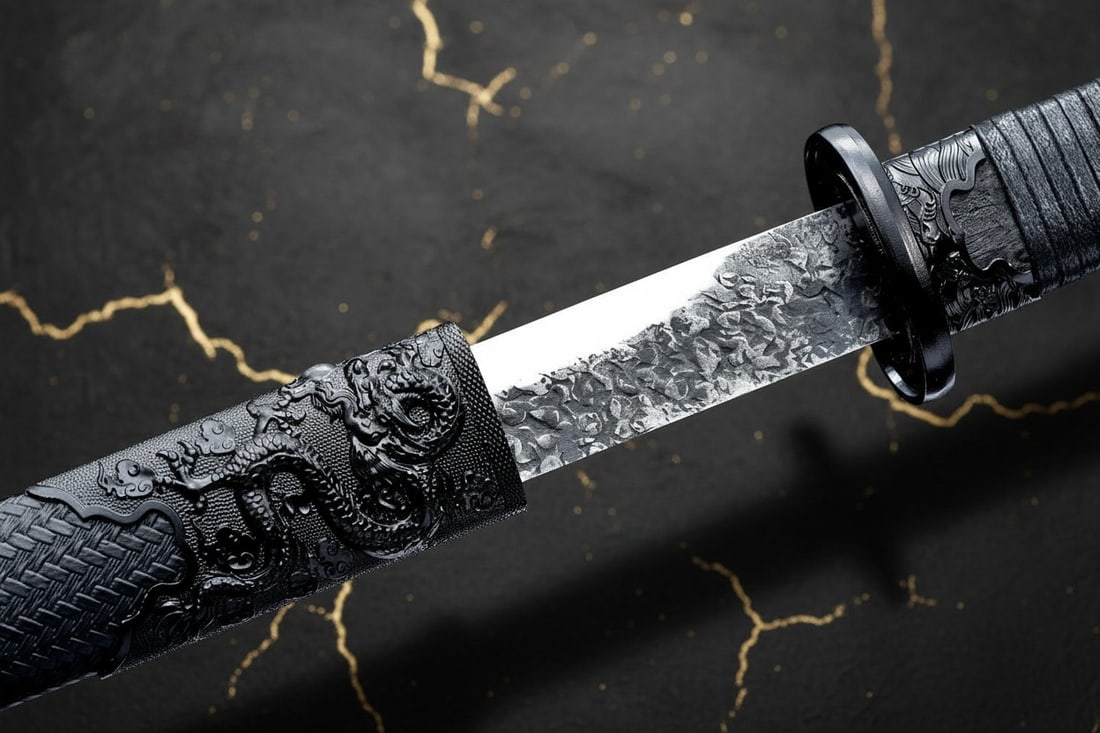 42" Sharp Ninjato Straight Blade 9260 Spring Steel Japanese Dragon Sword - 6
