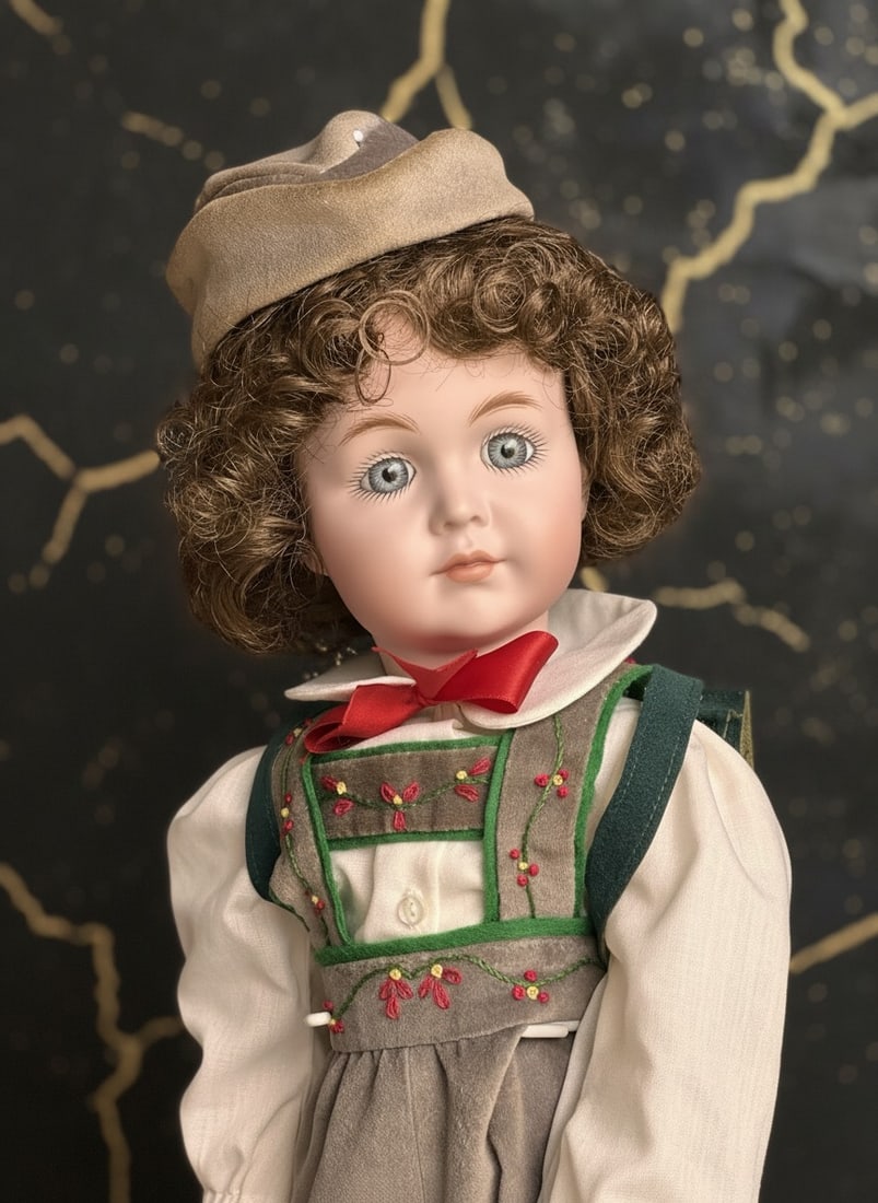 18" Vintage Style Porcelain and Composition Antique Boy Doll Figure - 12