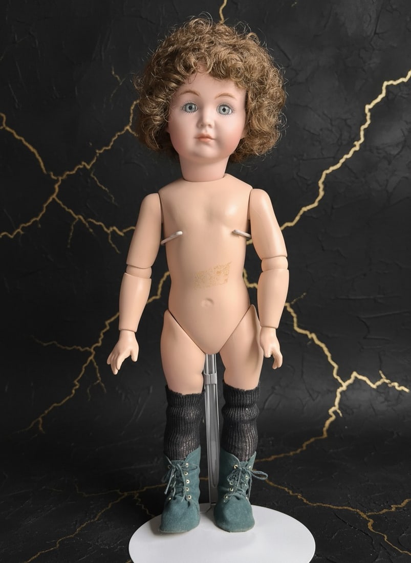 18" Vintage Style Porcelain and Composition Antique Boy Doll Figure - 5