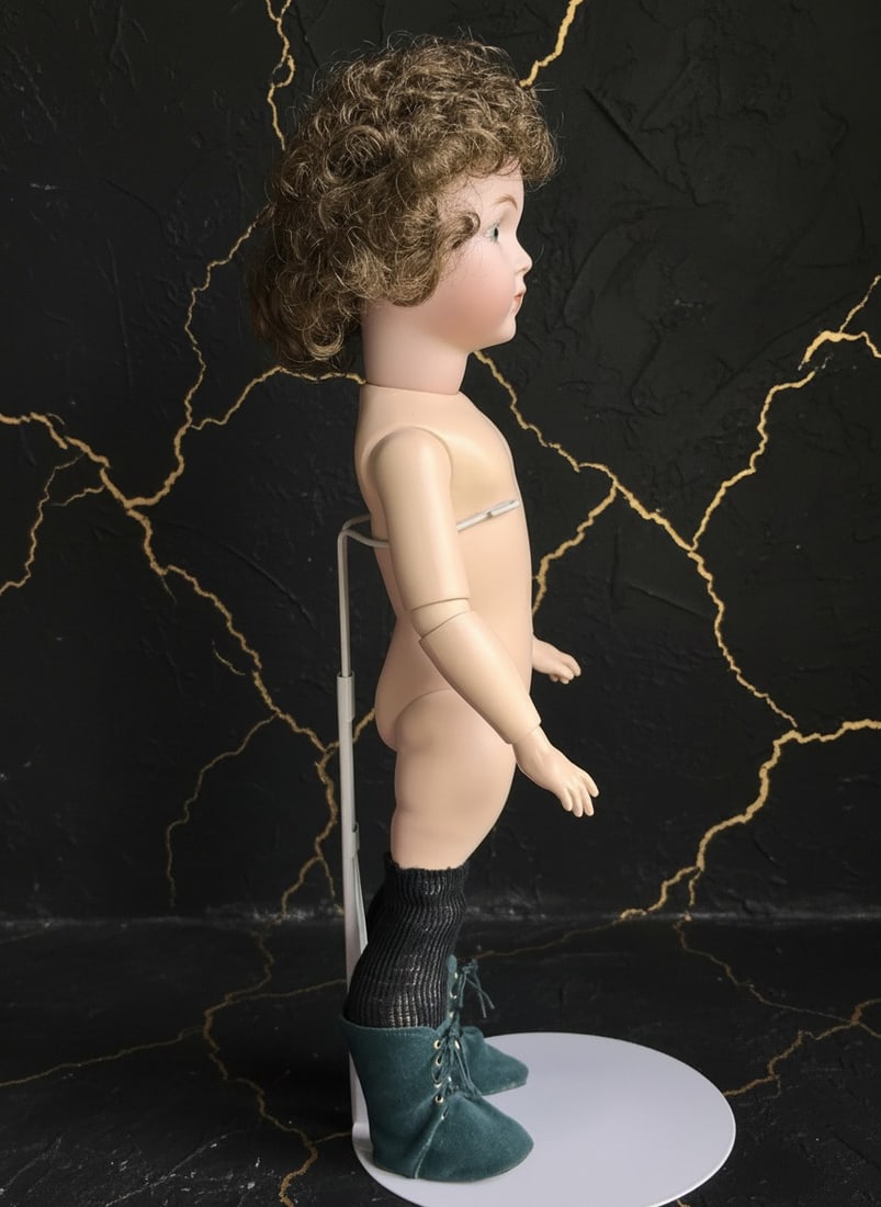18" Vintage Style Porcelain and Composition Antique Boy Doll Figure - 8