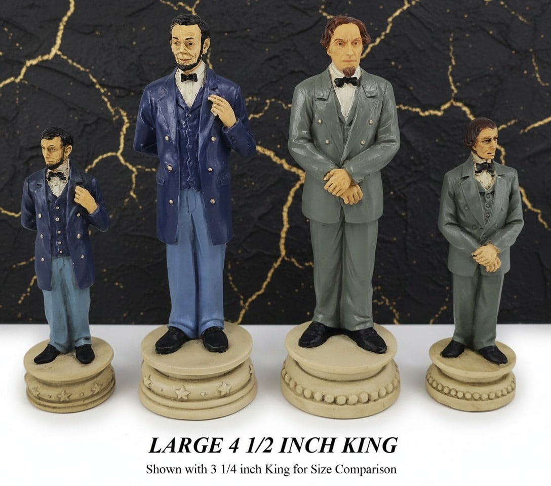 4.5" Civil War Themed Chess Set with 18" Walnut Finish Playing Board - 2