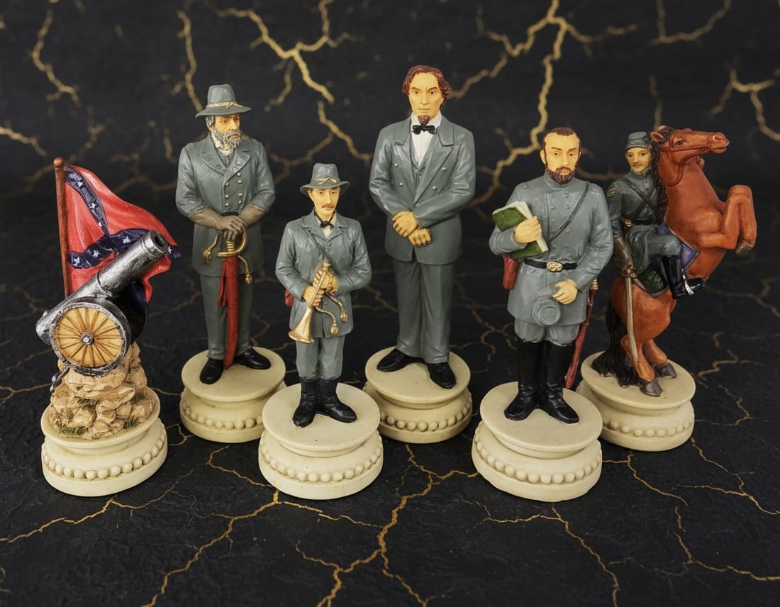 4.5" Civil War Themed Chess Set with 18" Walnut Finish Playing Board - 7
