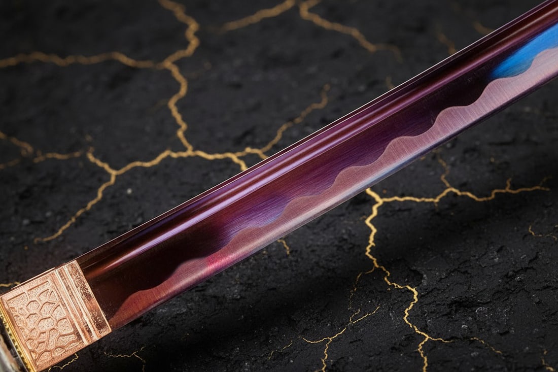 Hand-Forged 1095 Steel Sharp Katana Battle Ready Purple Dragon Samurai Sword - 10