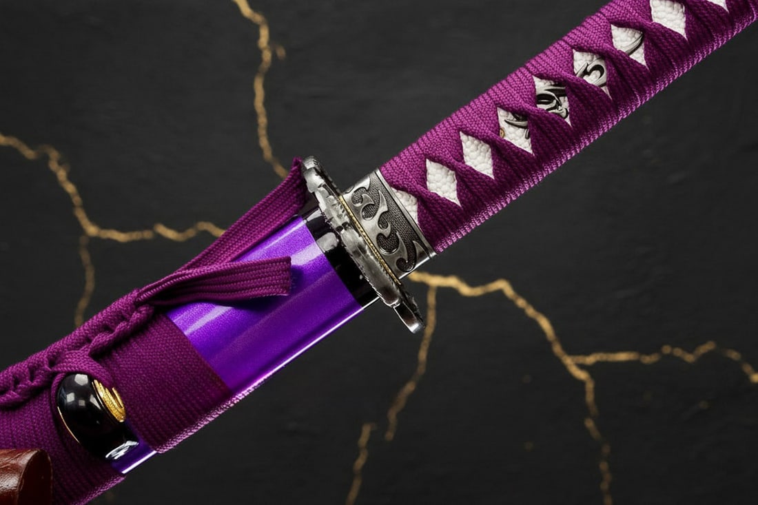 Hand-Forged 1095 Steel Sharp Katana Battle Ready Purple Dragon Samurai Sword - 5
