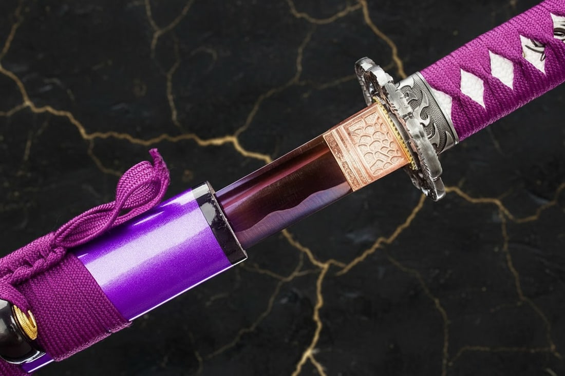 Hand-Forged 1095 Steel Sharp Katana Battle Ready Purple Dragon Samurai Sword - 6