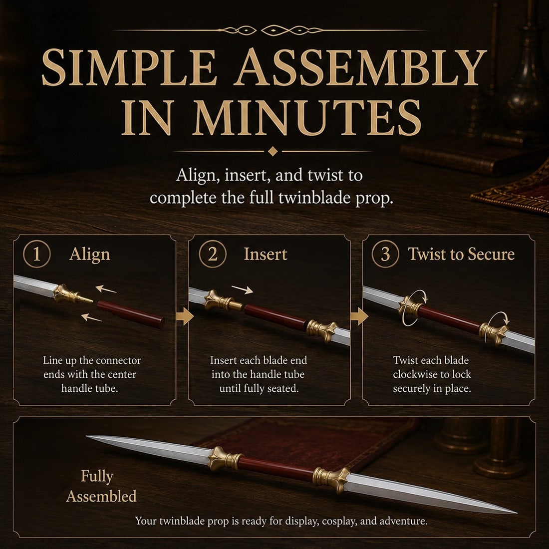 60" Foam Twinblade Medieval Fantasy Weapon Cosplay Prop - 3
