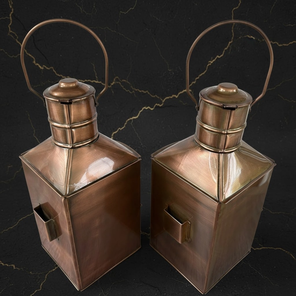 Vintage Nautical Brass Port and Starboard Ship Oil Lantern Pair Maritime Lamps - 5