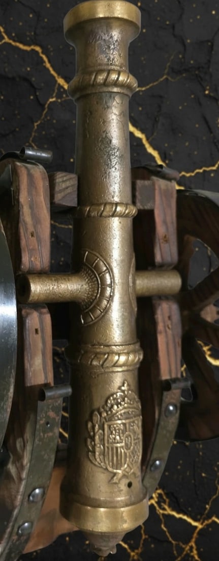 Antique Large Spanish Style Copper Artillery Field Cannon Decor Piece - 7