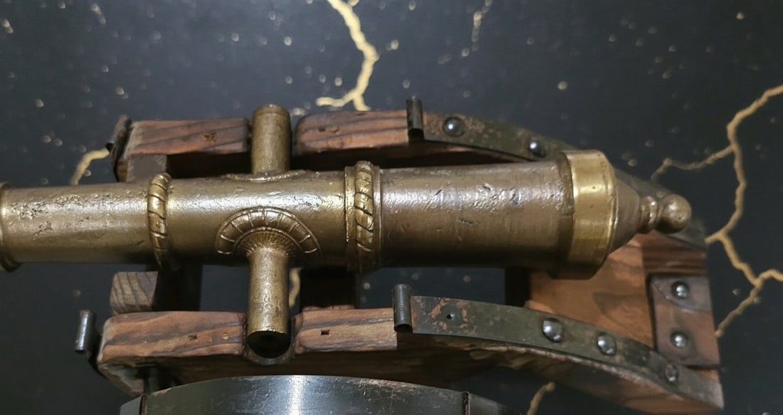 Antique Large Spanish Style Copper Artillery Field Cannon Decor Piece - 8