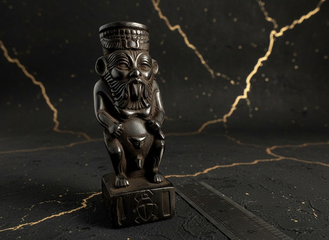 Handcrafted Egyptian Bes Deity Amulet Ancient Style Stone Figurine Statue - 11