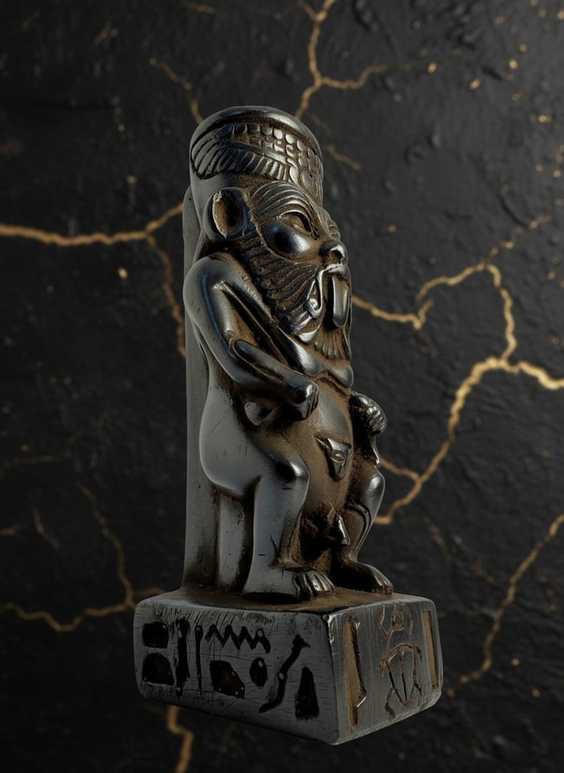 Handcrafted Egyptian Bes Deity Amulet Ancient Style Stone Figurine Statue - 15