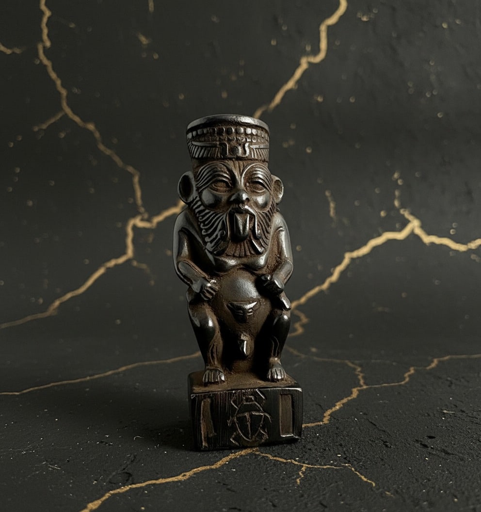 Handcrafted Egyptian Bes Deity Amulet Ancient Style Stone Figurine Statue (1 of 15)