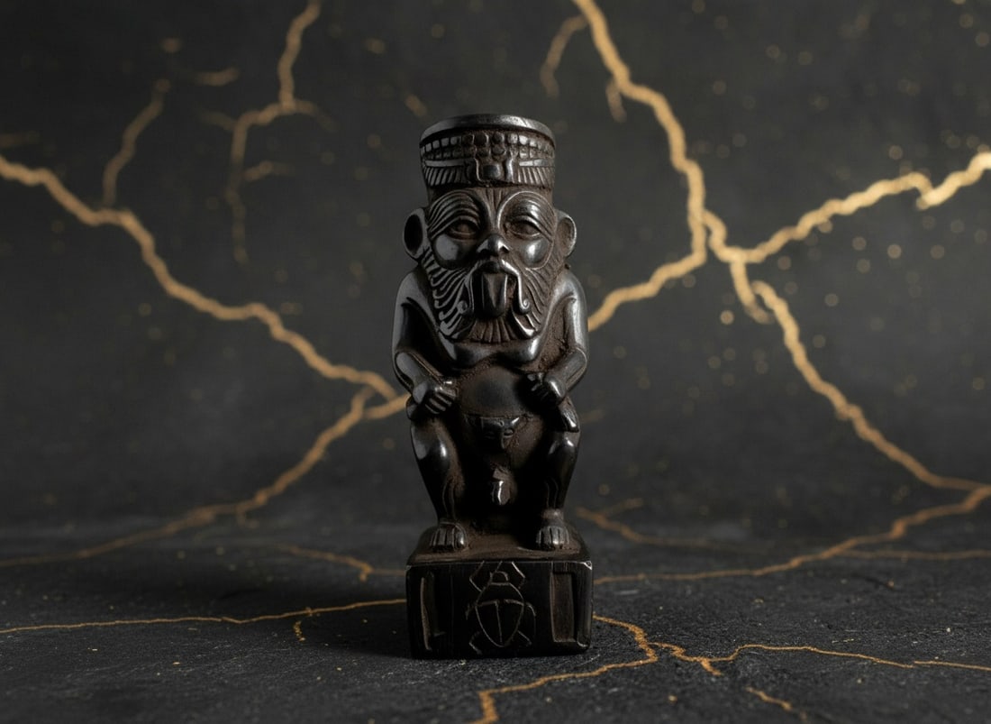 Handcrafted Egyptian Bes Deity Amulet Ancient Style Stone Figurine Statue - 2