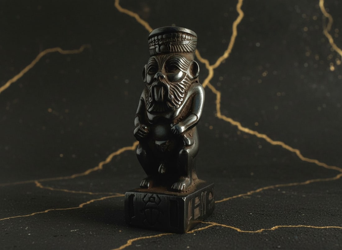 Handcrafted Egyptian Bes Deity Amulet Ancient Style Stone Figurine Statue - 8