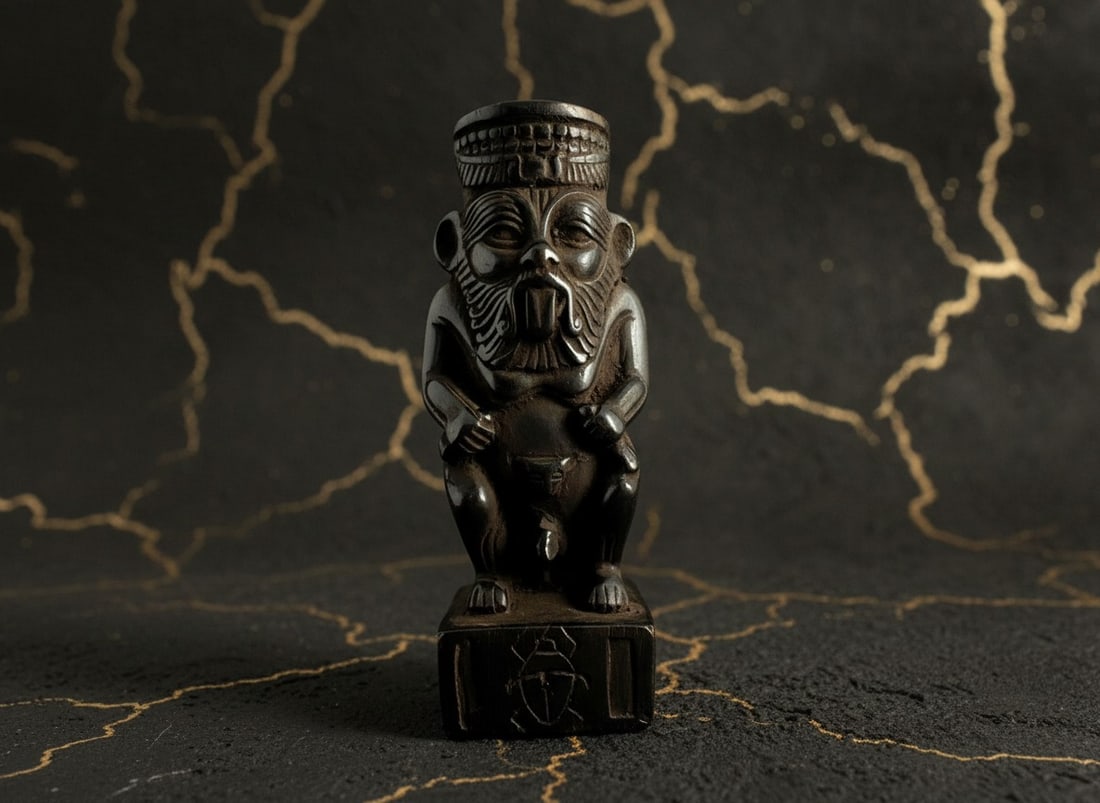 Handcrafted Egyptian Bes Deity Amulet Ancient Style Stone Figurine Statue - 9
