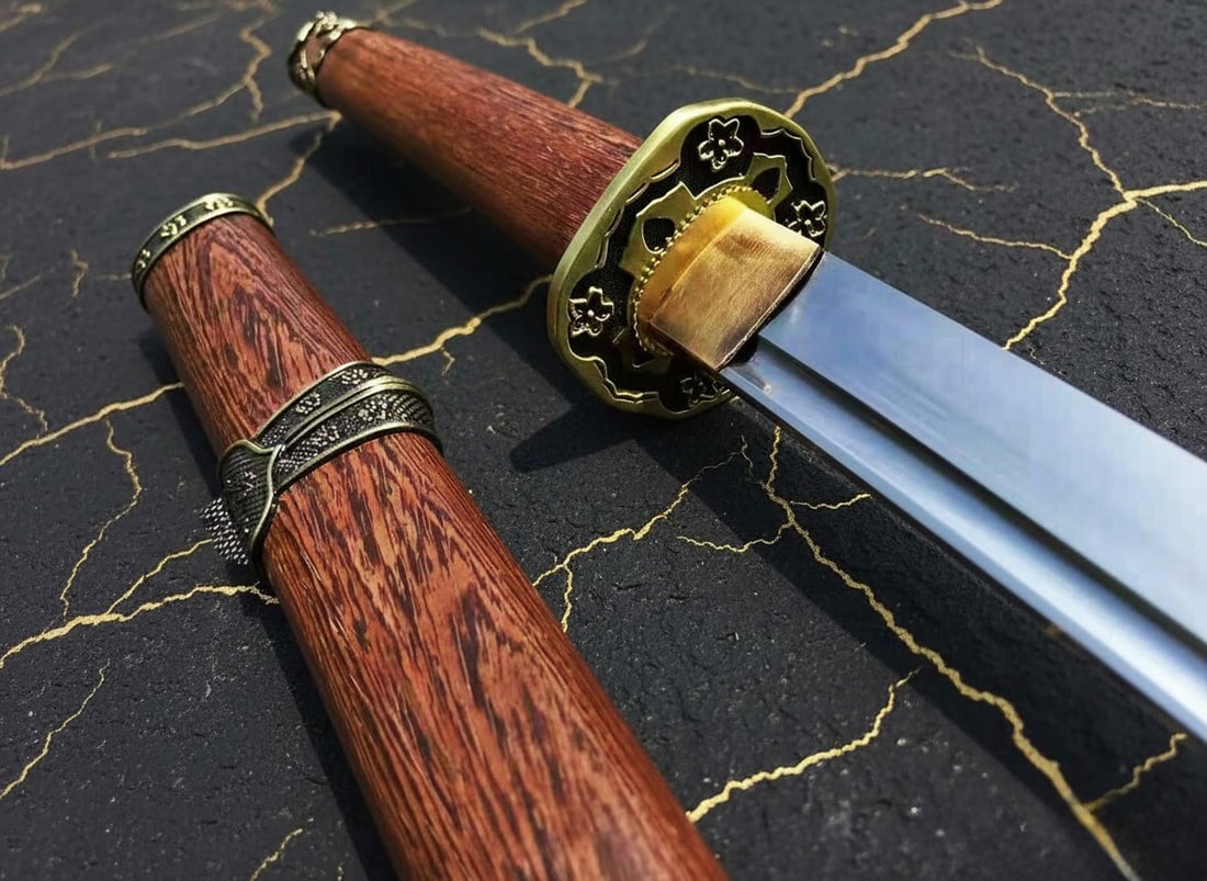 Hand Forged 1095 Steel Samurai Katana Rosewood Military Type 98 Sword - 4