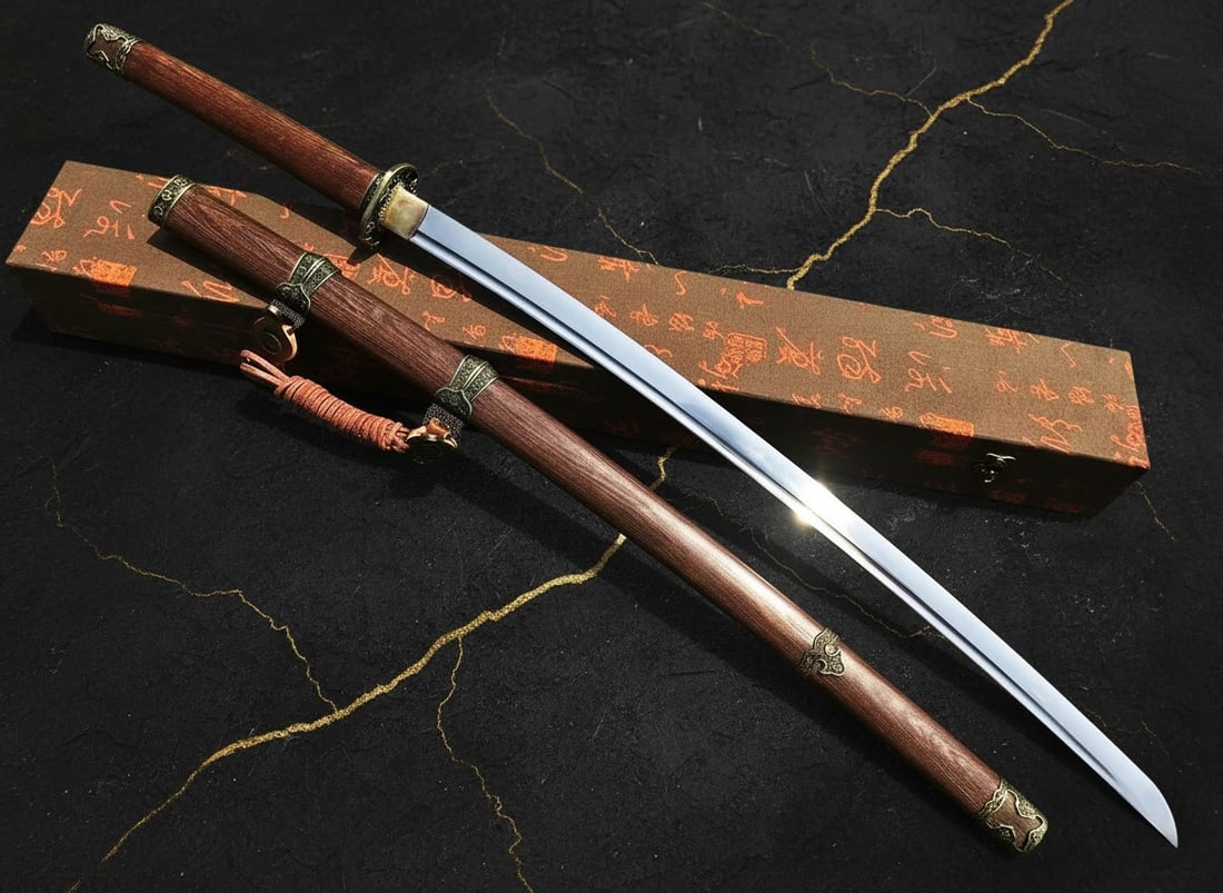 Hand Forged 1095 Steel Samurai Katana Rosewood Military Type 98 Sword - 9
