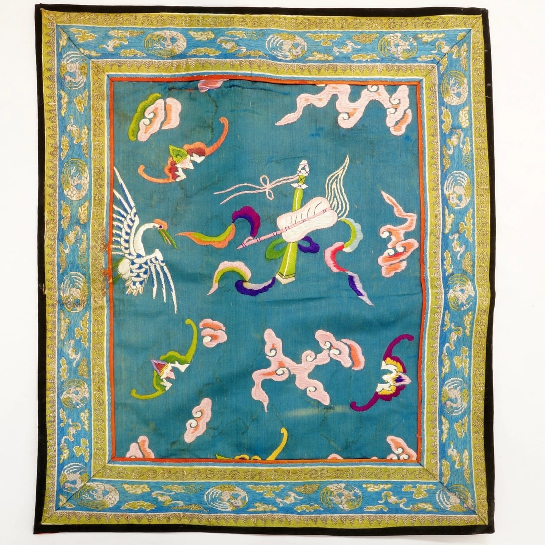 Chinese Silk Embroidery Bats and Crane c 1920 (1 of 8)