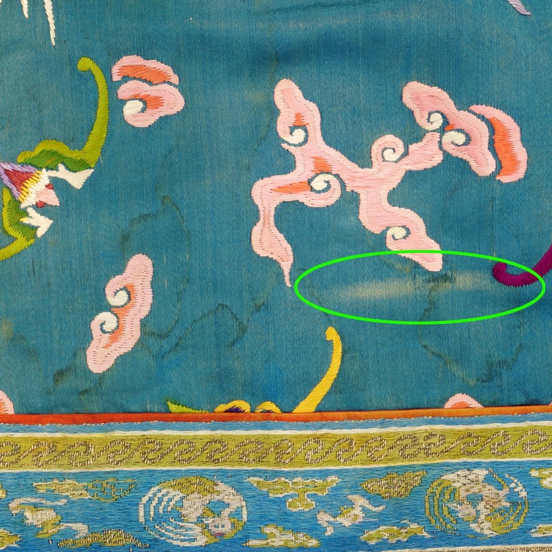 Chinese Silk Embroidery Bats and Crane c 1920 - 3