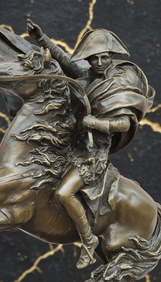 Antique French Bronze Equestrian Statue Napoleon Bonaparte Victorian Decor - 3