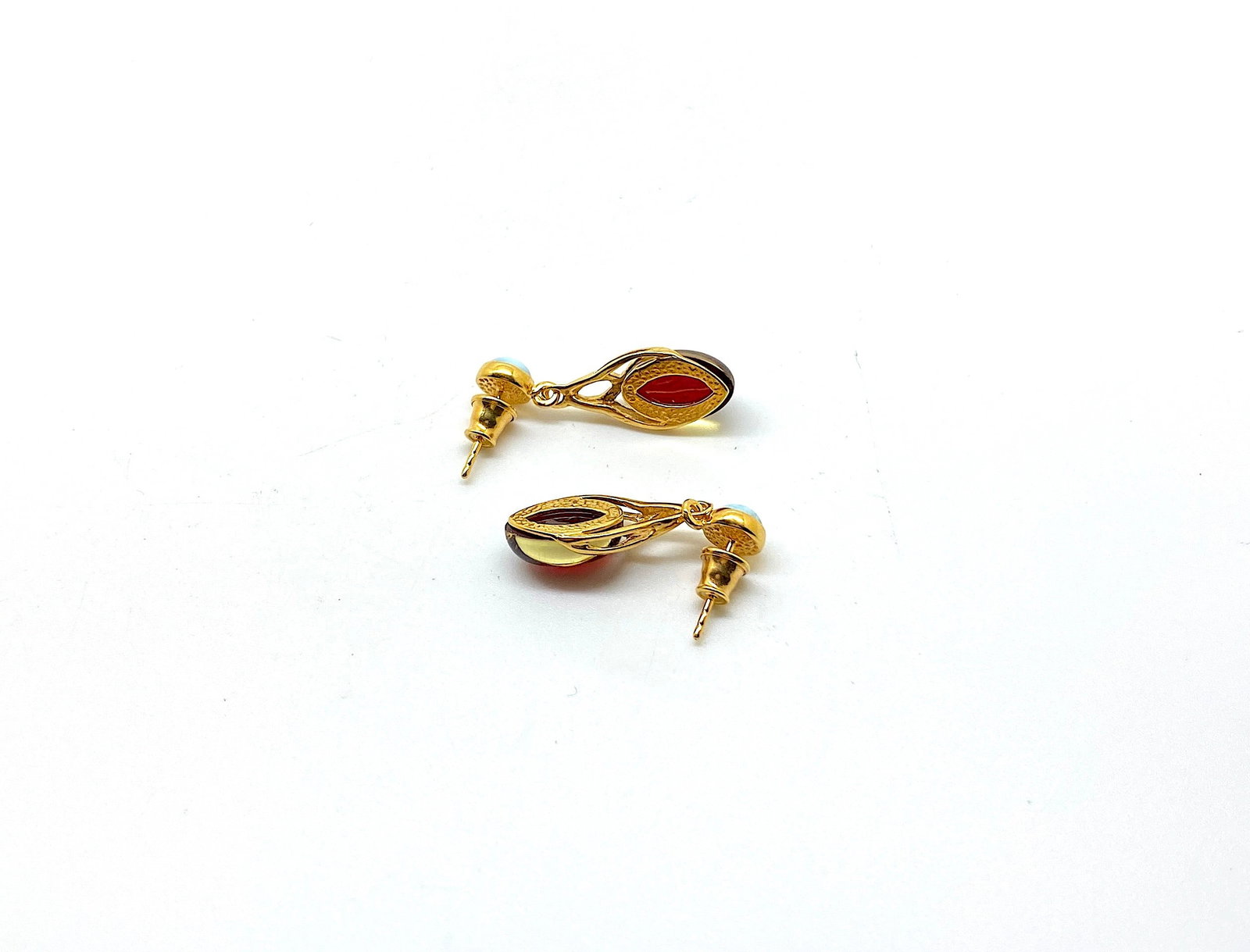 Beautiful Amber Earrings with Larimar - 9