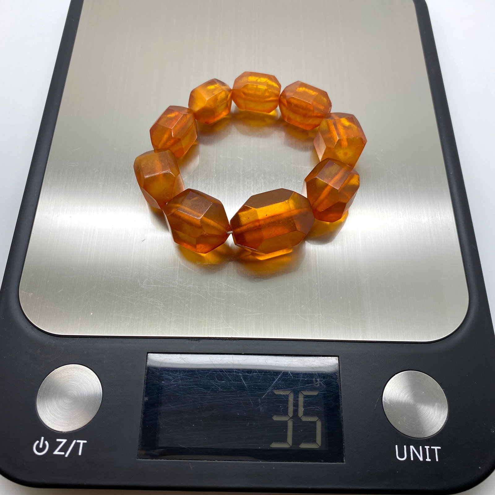 Beautiful Amber Bracelet made from Barrel shaped Amber beads - 11