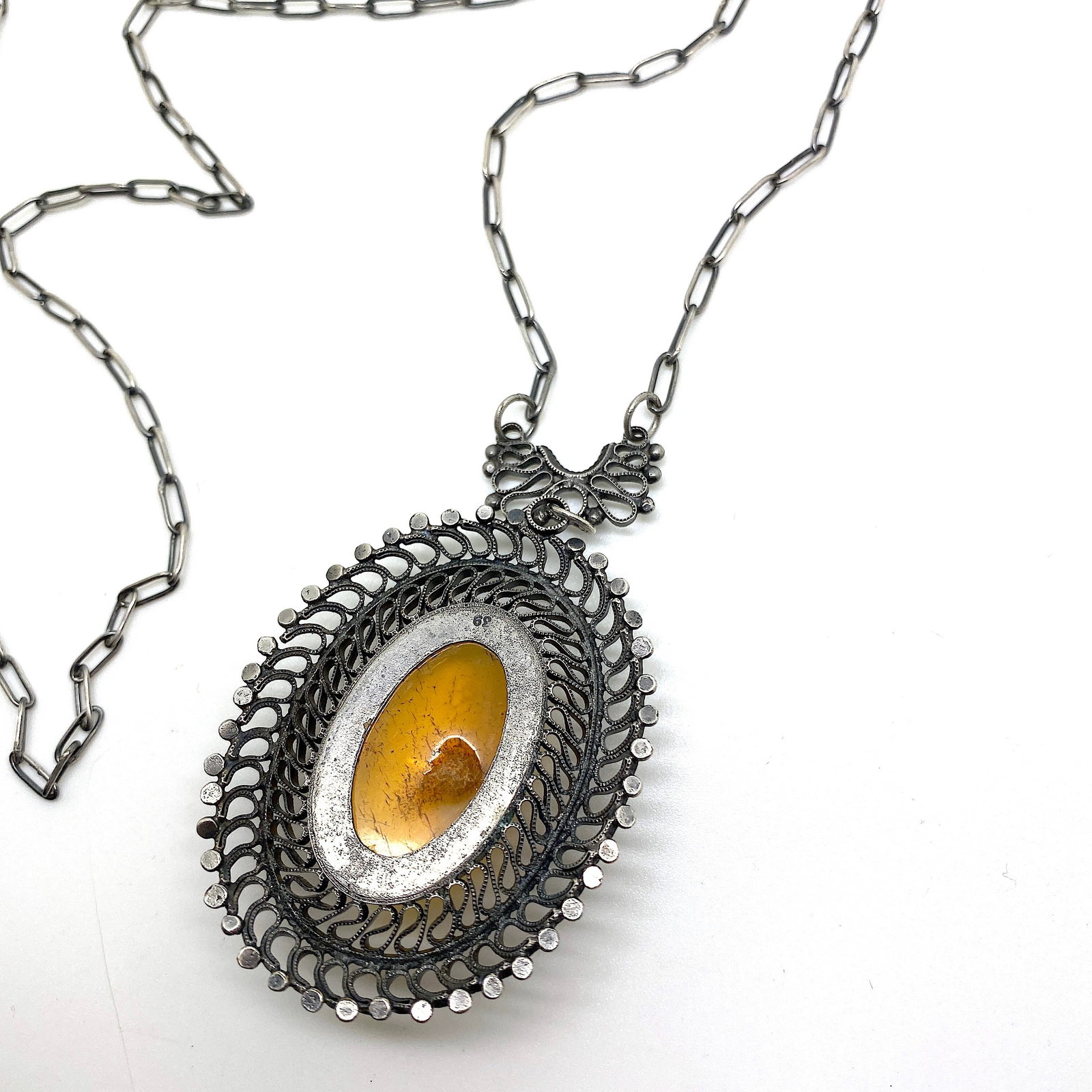 Extraordinary Unique Vintage Amber Pendant shaped like an Ornament - 6