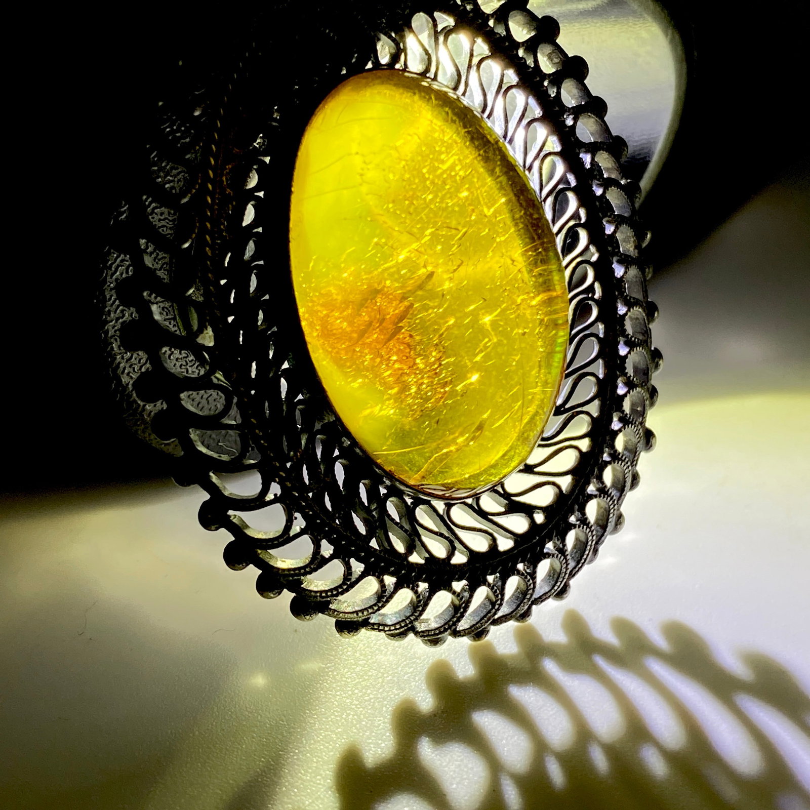 Extraordinary Unique Vintage Amber Pendant shaped like an Ornament - 7