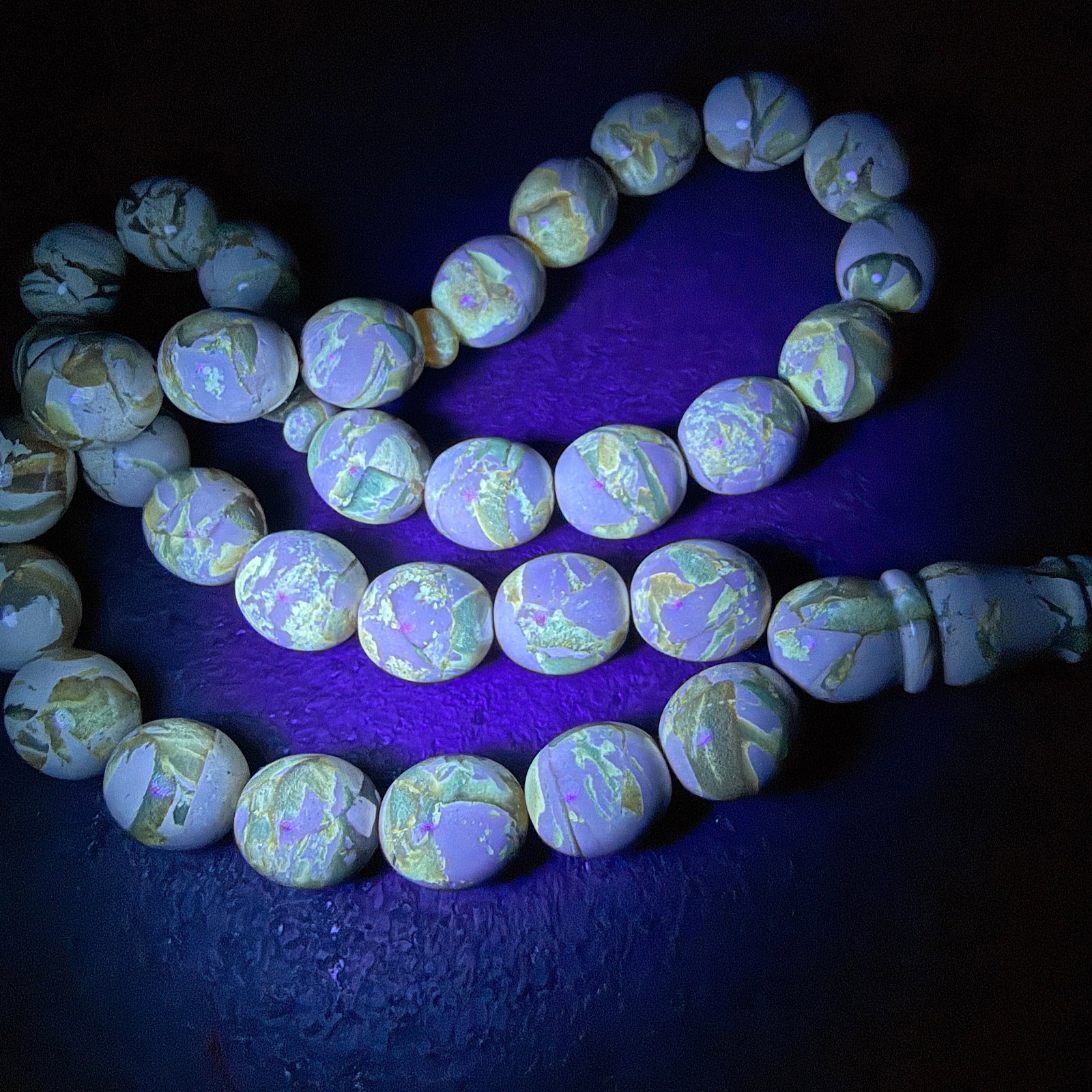 Grand Amber Tesbih made from Round Amber beads with White Pattern - 3
