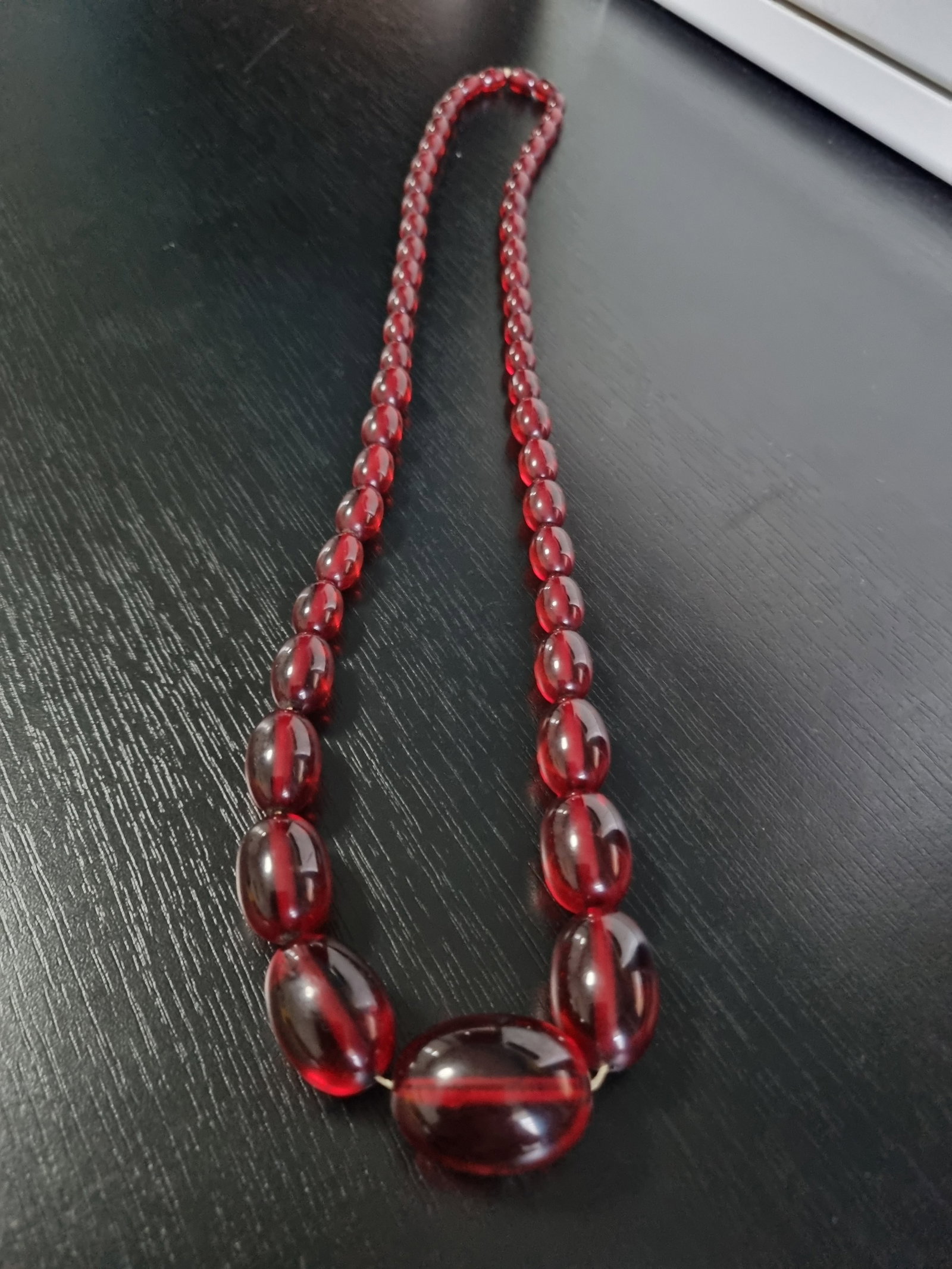 Antique Cherry Amber Bakelite Necklace - 4