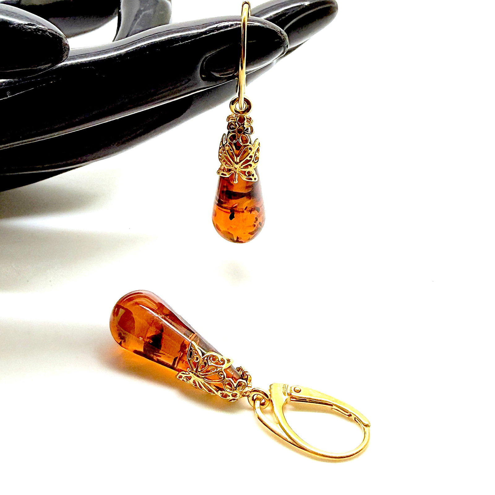 Exquisite Vintage Amber Earrings - 3