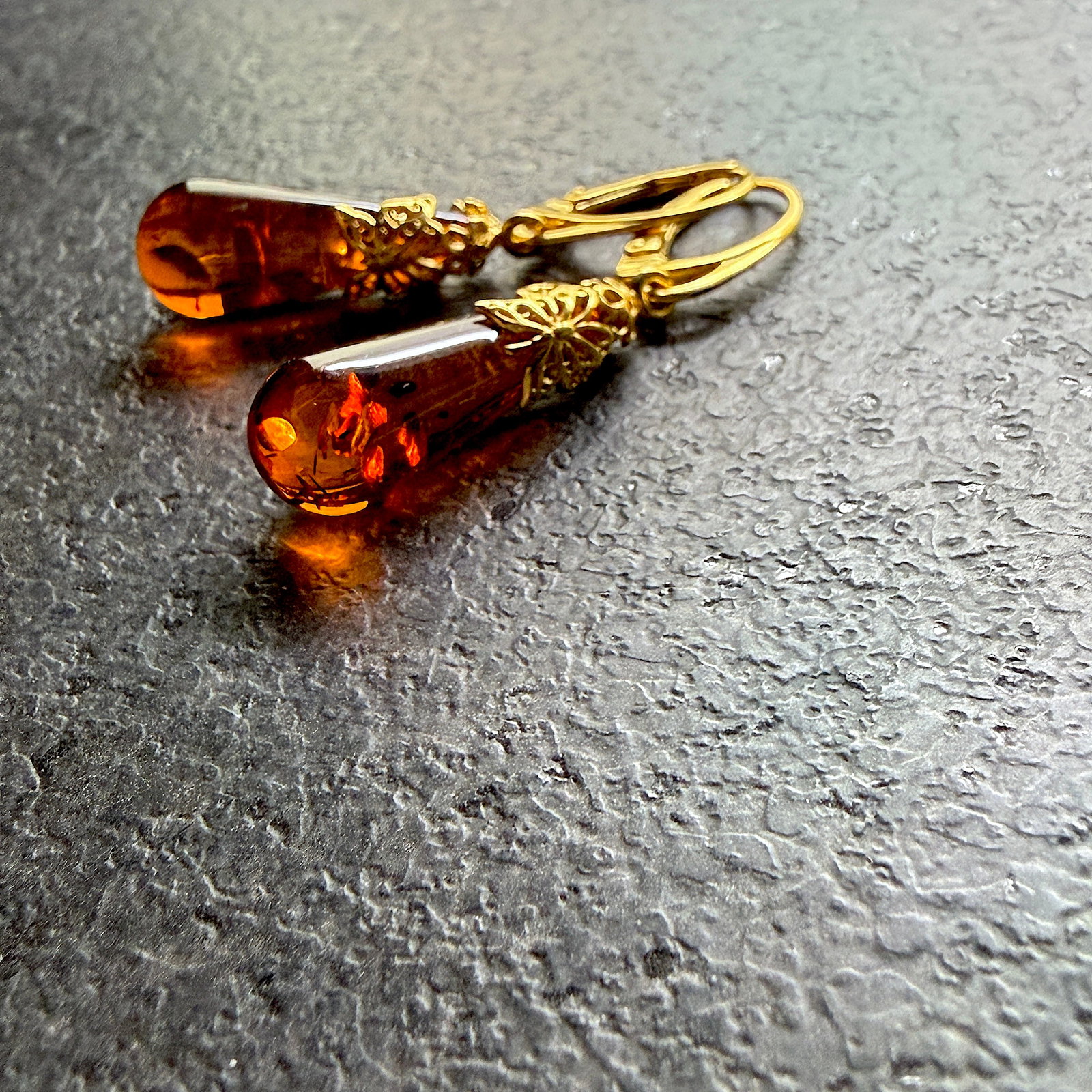 Exquisite Vintage Amber Earrings - 5