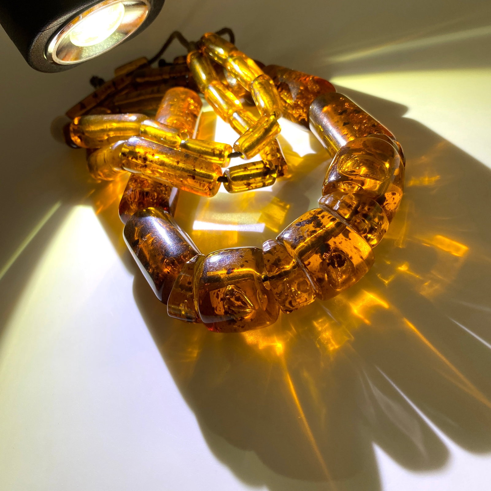 Magnificent Vintage Amber Necklace made from Barrel shaped Amber beads - 9