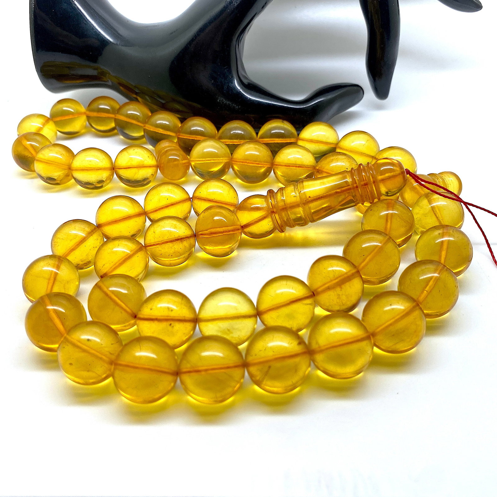 Alluring Amber Tesbih made from Round Amber beads - 8