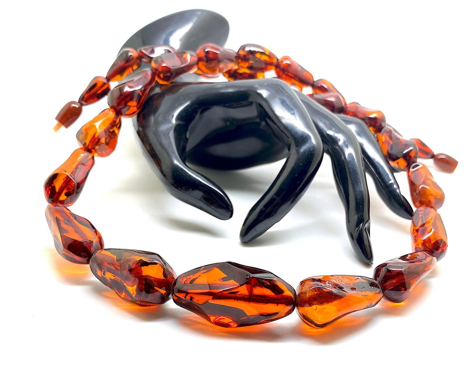 Alluring Vintage Amber Necklace made from Hand Carved Amber beads - 2