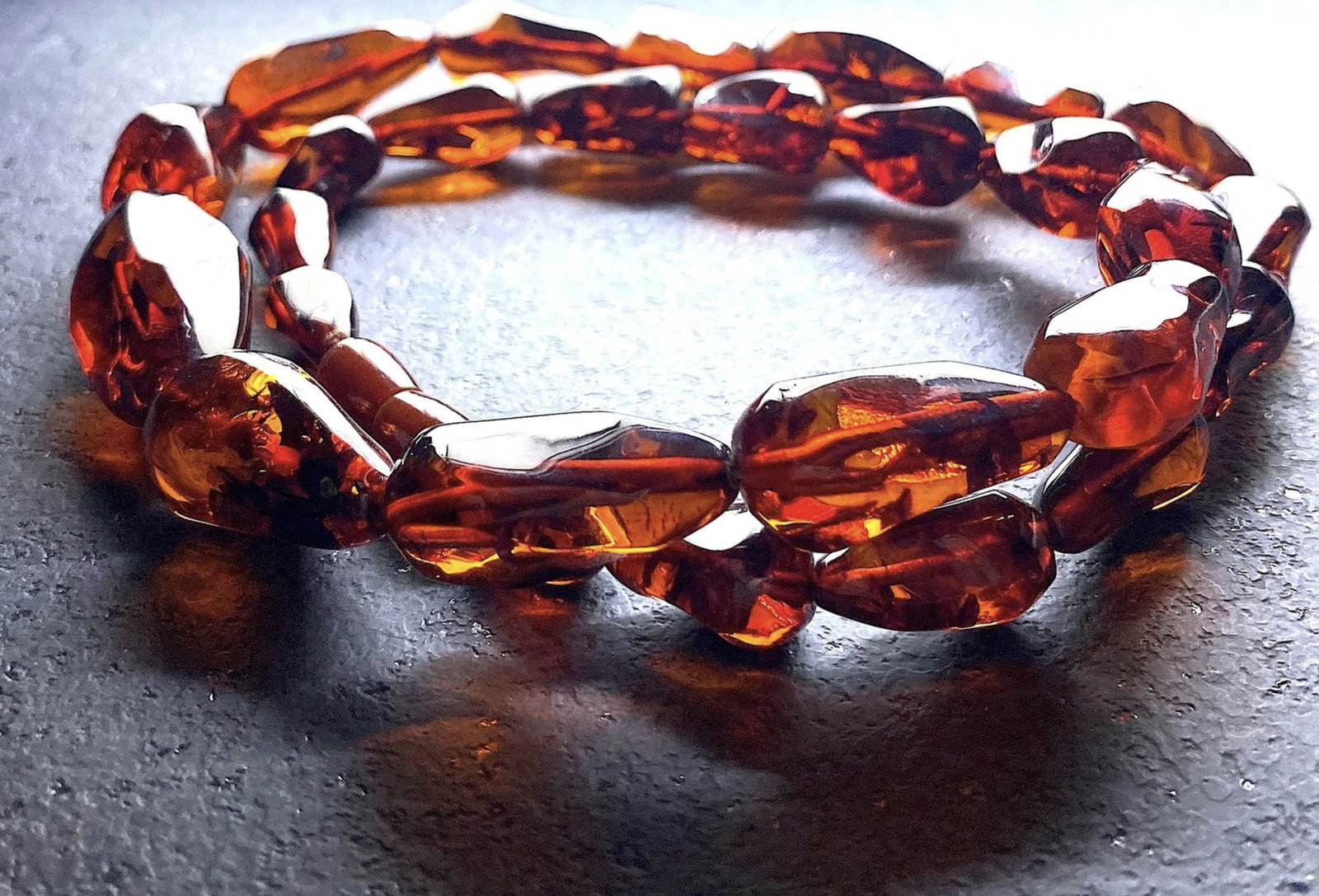 Alluring Vintage Amber Necklace made from Hand Carved Amber beads - 6
