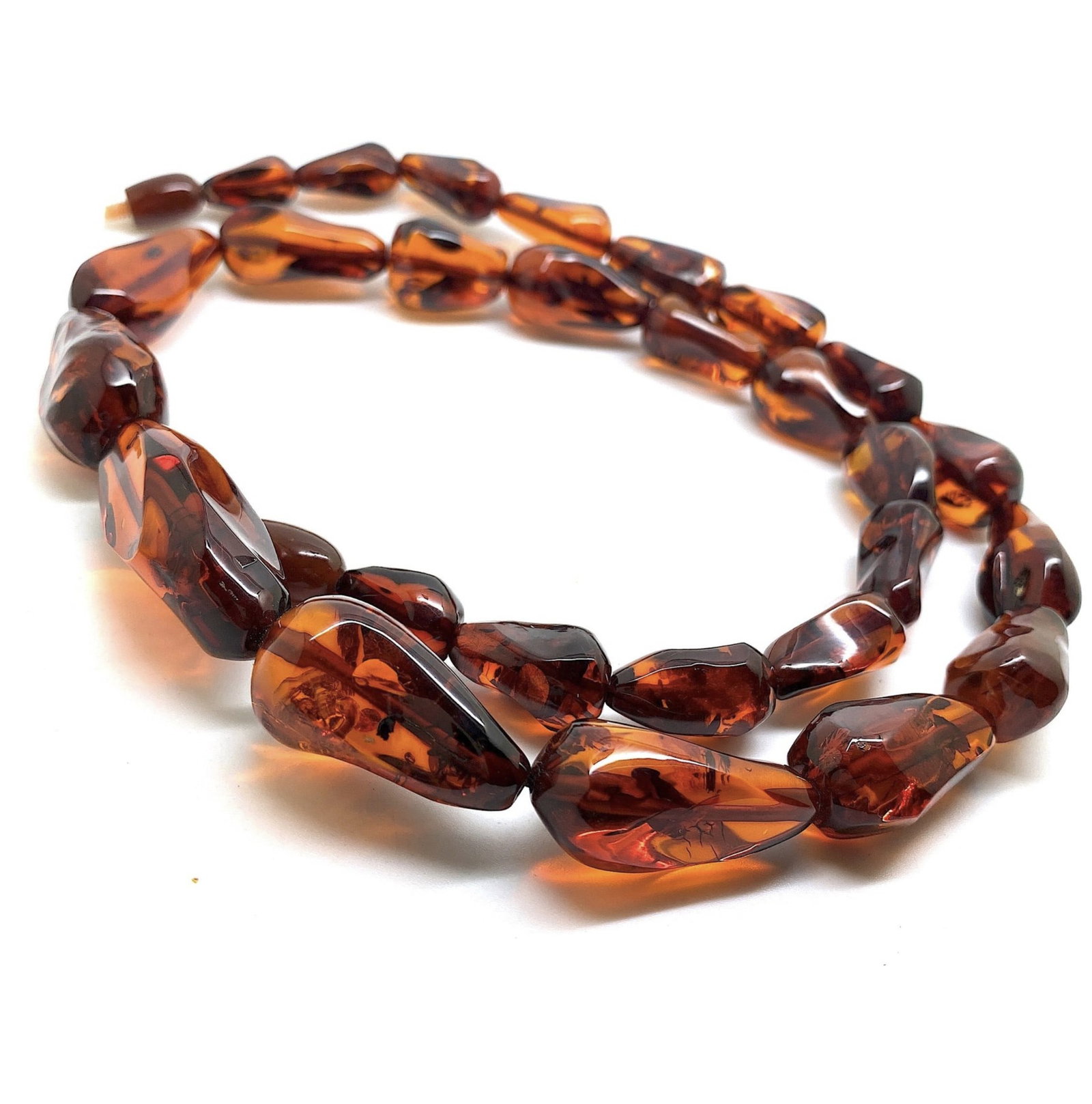 Alluring Vintage Amber Necklace made from Hand Carved Amber beads - 9