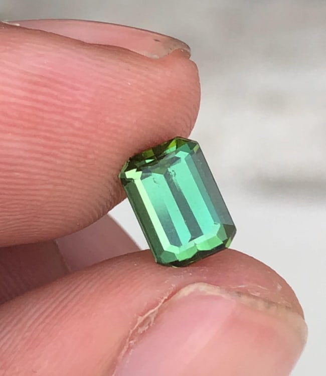 Natural Blue Green Tourmaline Emerald Cut Gemstone For Jewelry - 1.250 Carat - 3