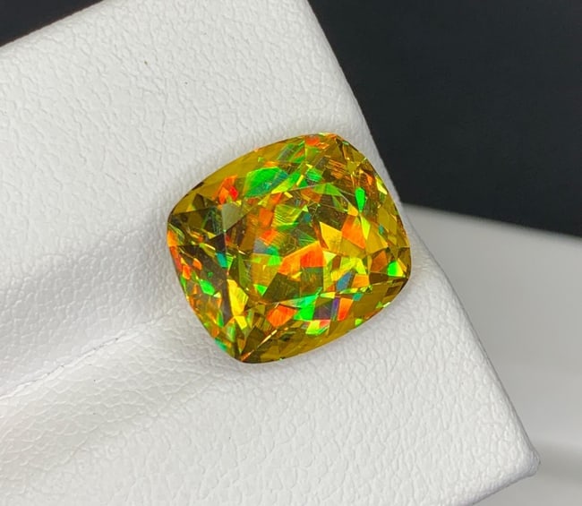 Lustrous Sphene Titanite Fancy Cushion Gemstone: 8.48 Carat Multi Color Titanite, June Birthstone - 4