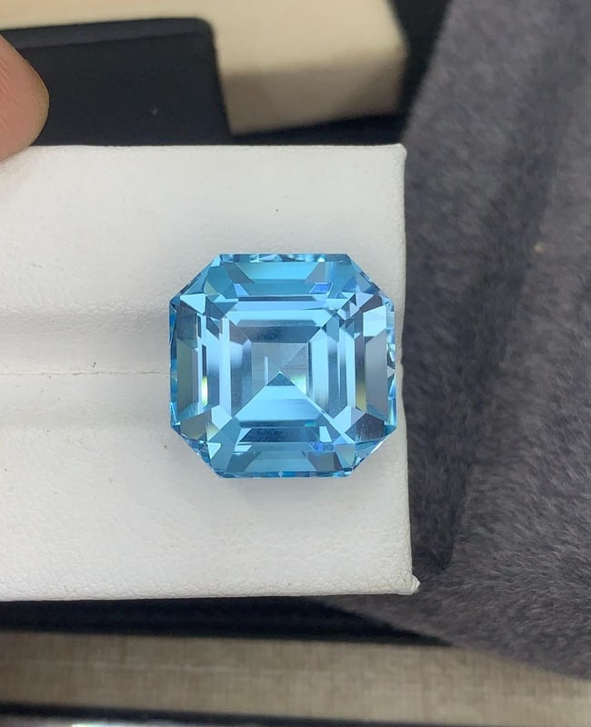 Swiss Blue Topaz Gemstone: Asscher Cut, 25.38 Ct November Birthstone - 7