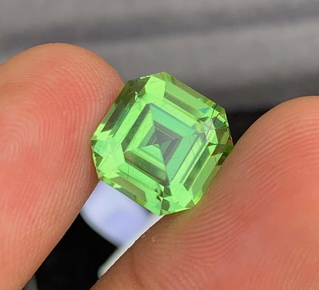 Natural Rutile Peridot Gemstones, Fancy Asscher Cut Peridot Loose Gemstone From Pakistan, August - 6