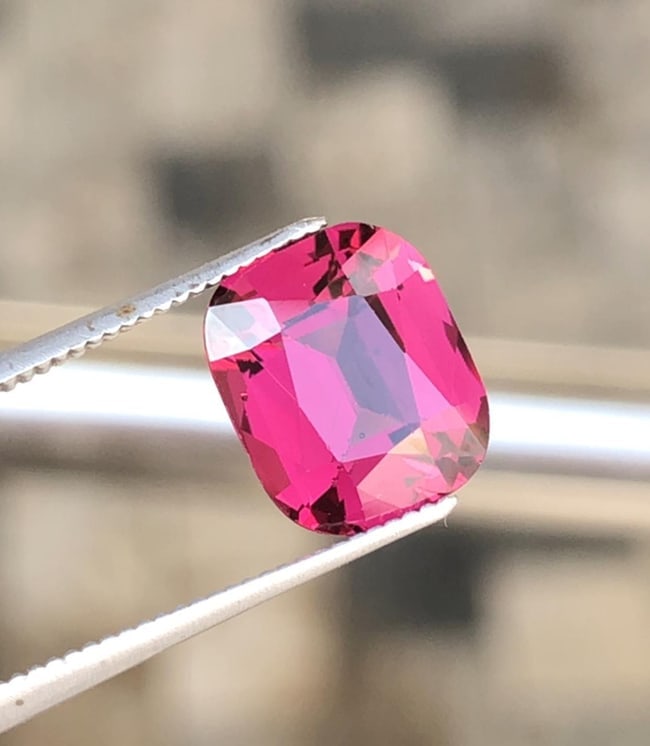 Tanga Mine Natural Purplish Pink Garnet Cushion Cut Gemstone - 3.265 Carat - 3