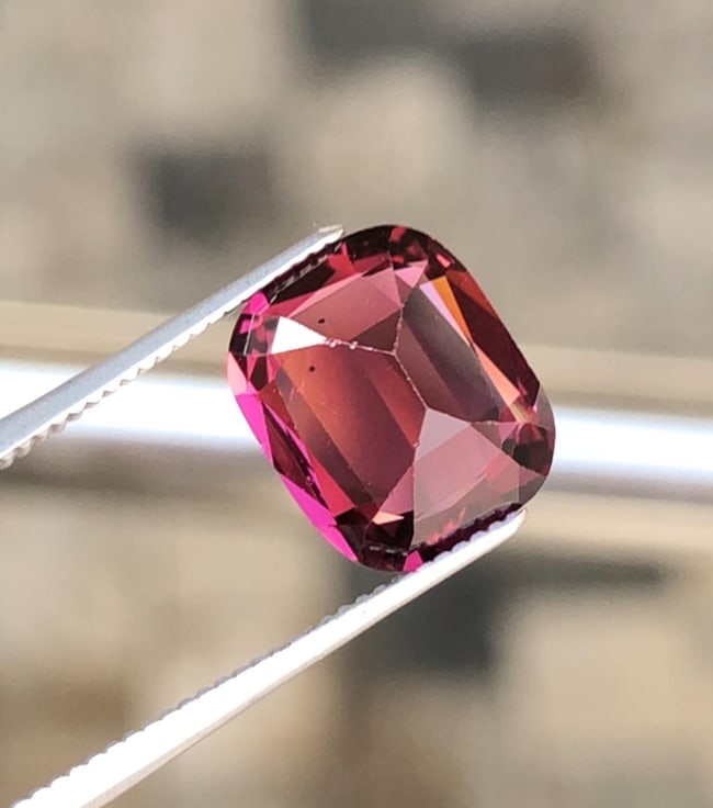 Tanga Mine Natural Purplish Pink Garnet Cushion Cut Gemstone - 3.265 Carat - 4