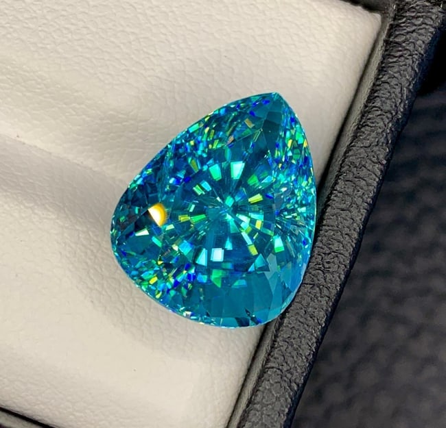 Natural Cambodia Blue Zircon 18.28 Carat Loose Gemstone - Large Faceted Blue Zircon for Ring Pendant - 4