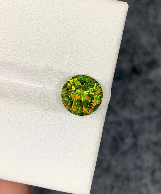 Green Chrome Sphene Gemstone: Round Cut Titanite, June Birthstone - 3